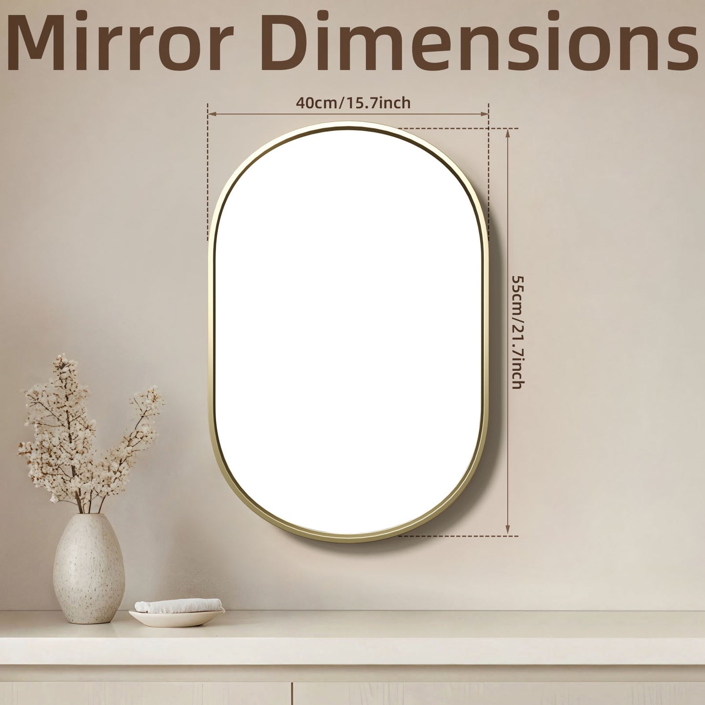Oval Wall Mirror 40x60 Gold Black Racetrack Beveled