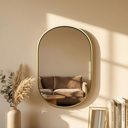Oval Wall Mirror 40x60 Gold Black Racetrack Beveled
