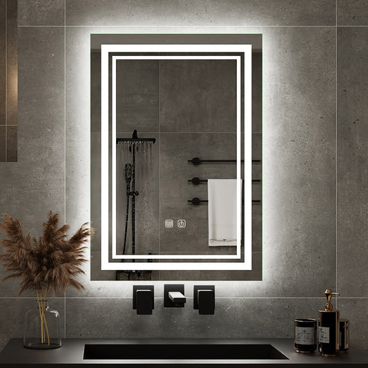 35×60 square wall mirror LED backlit bathroom mirror