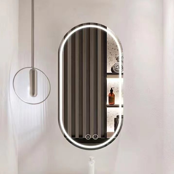 Sleek oval backlit vanity mirror for contemporary bathroom decor