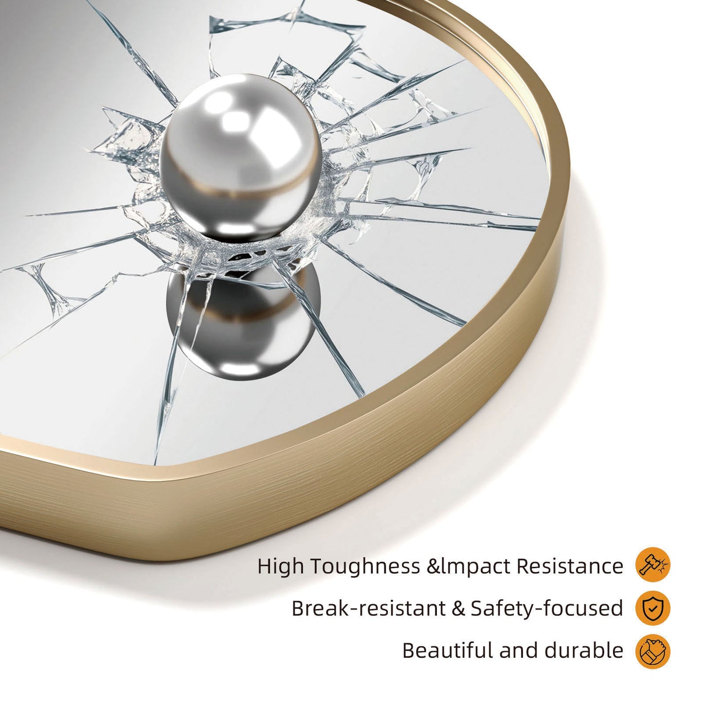 Break-resistant high-toughness glass of half circle mirror
