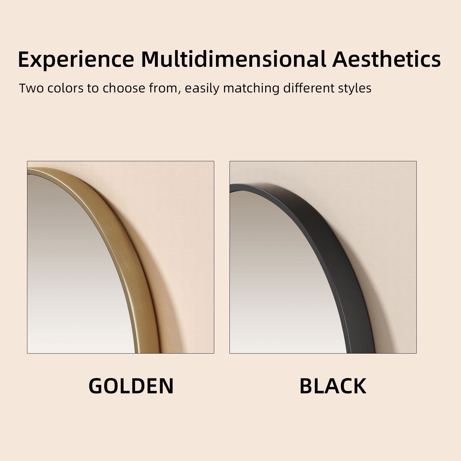 Arched wall mirror available in gold and black frame colors