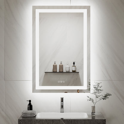 60×80 square wall mirror with LED backlit lighting for modern bathroom decor