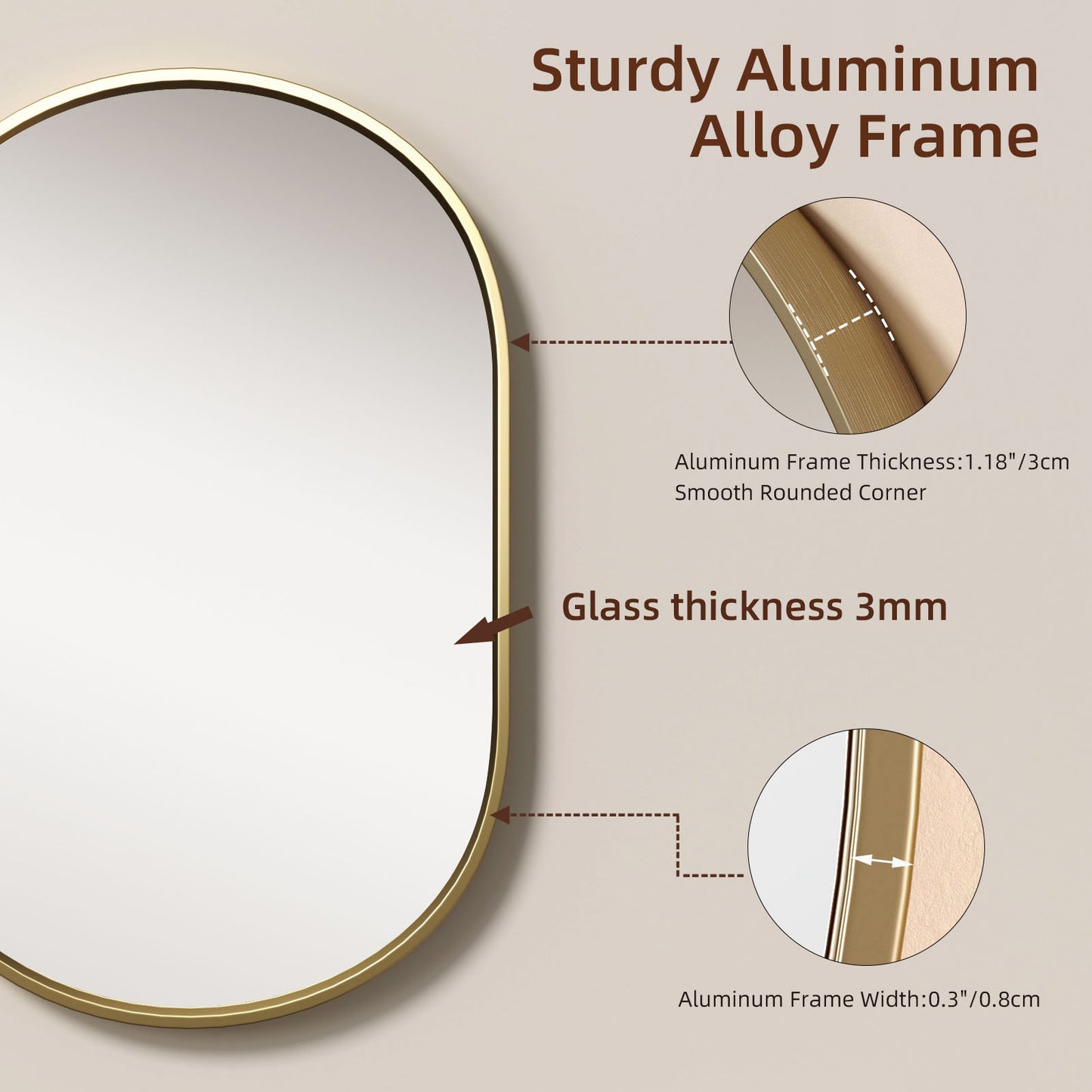 Oval Wall Mirror 40x60 Gold Black Racetrack Beveled