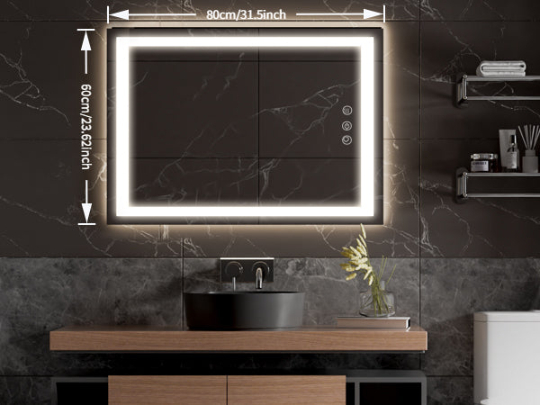 Large 60×80 square wall mirror for spacious bathroom layouts