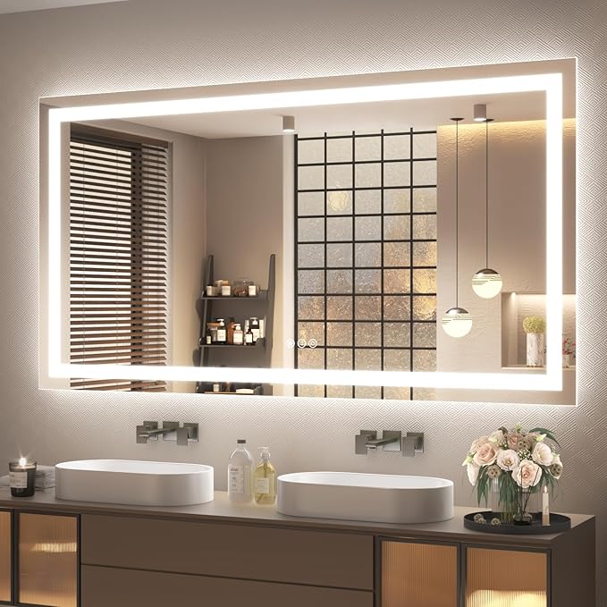 LED Lighted Bathroom Mirror | 3-Color Dimmable Anti-Fog Backlit Vanity Mirror