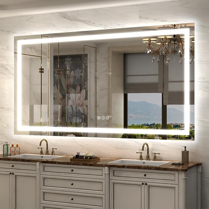 LED Lighted Bathroom Mirror | 3-Color Dimmable Anti-Fog Backlit Vanity Mirror