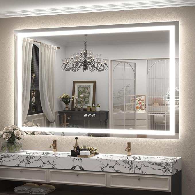 LED Lighted Bathroom Mirror | 3-Color Dimmable Anti-Fog Backlit Vanity Mirror