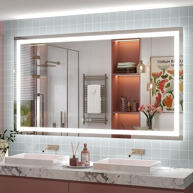 LED Lighted Bathroom Mirror | 3-Color Dimmable Anti-Fog Backlit Vanity Mirror