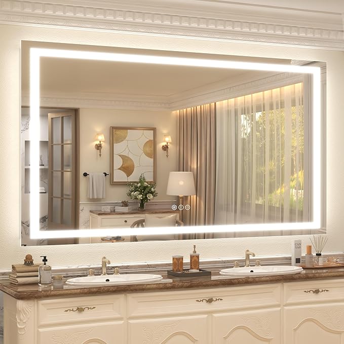 LED Lighted Bathroom Mirror | 3-Color Dimmable Anti-Fog Backlit Vanity Mirror