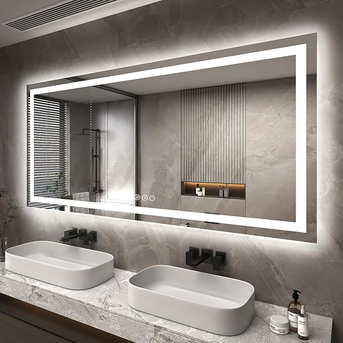 LED Lighted Bathroom Mirror | 3-Color Dimmable Anti-Fog Backlit Vanity Mirror