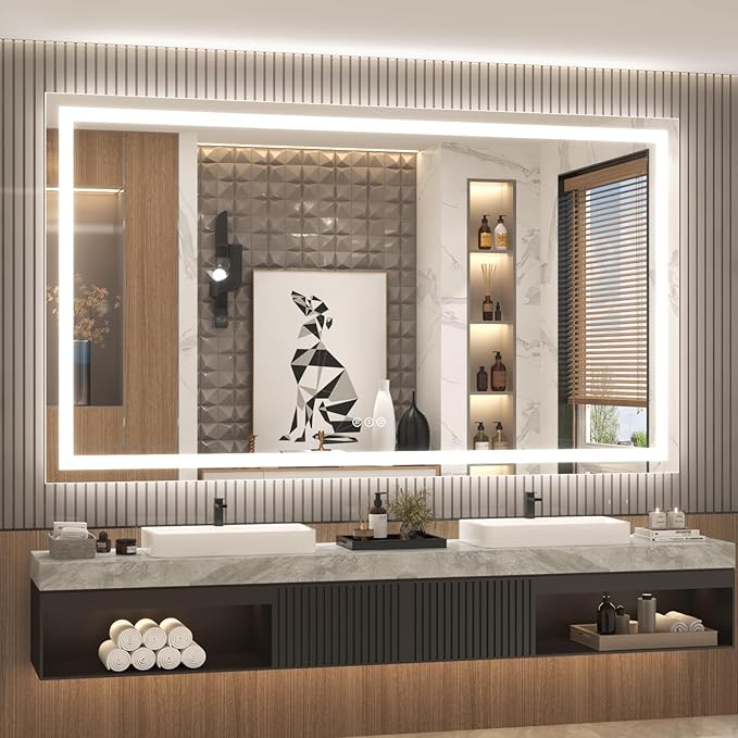 LED Lighted Bathroom Mirror | 3-Color Dimmable Anti-Fog Backlit Vanity Mirror