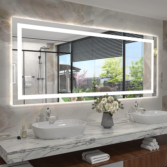 LED Lighted Bathroom Mirror | 3-Color Dimmable Anti-Fog Backlit Vanity Mirror