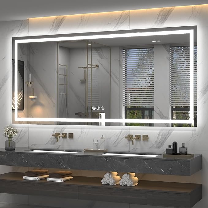 LED Lighted Bathroom Mirror | 3-Color Dimmable Anti-Fog Backlit Vanity Mirror