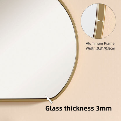 3mm thick glass and aluminum frame of  half circle mirror