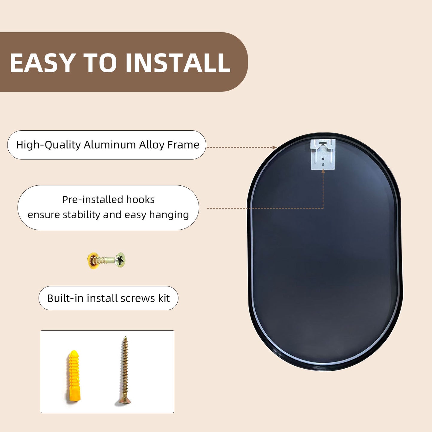 Oval Wall Mirror 40x60 Gold Black Racetrack Beveled