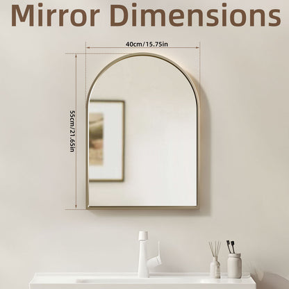 Arched wall mirror dimensions 40×55 cm with gold frame