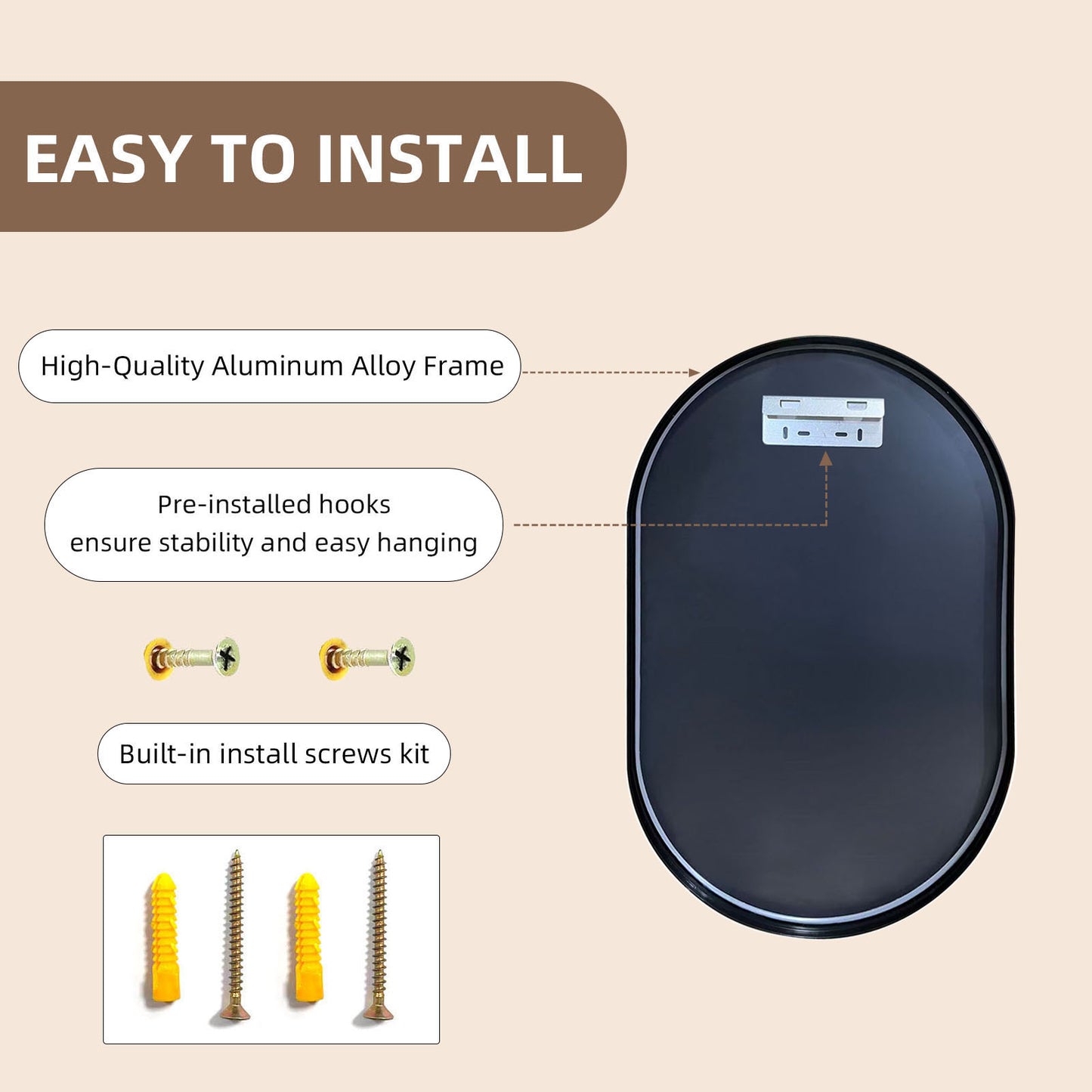 Oval Wall Mirror 40x60 Gold Black Racetrack Beveled