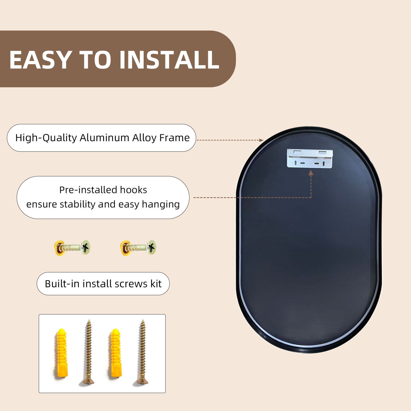 Oval Wall Mirror 40x60 Gold Black Racetrack Beveled